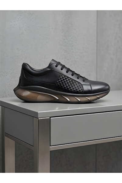 CRC AYAKKABI Men's Black 100% Genuine Leather Classic Sneaker Orthopedic Sole...