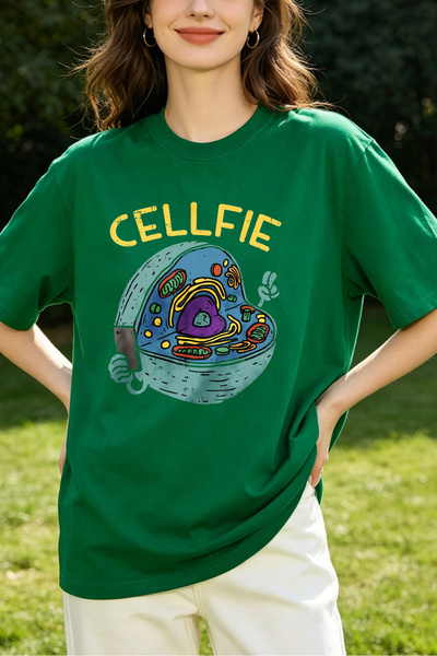Fleck تي شيرتات نسائية بتصميم Cellfie Science Cell بأسلوب كاجوال