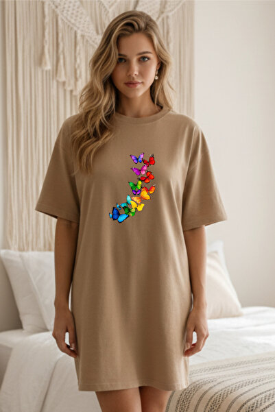 Pink Sky Γυναικείο μπλουζάκι με κοντό μανίκι και λαιμόκοψη, μεγάλο μέγεθος, ν...