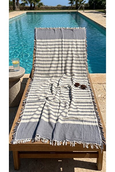 Mujo Home Collection Πετσέτα μπάνιου/παραλίας 2 στρώσεων από μουσελίνα - Πεστ...