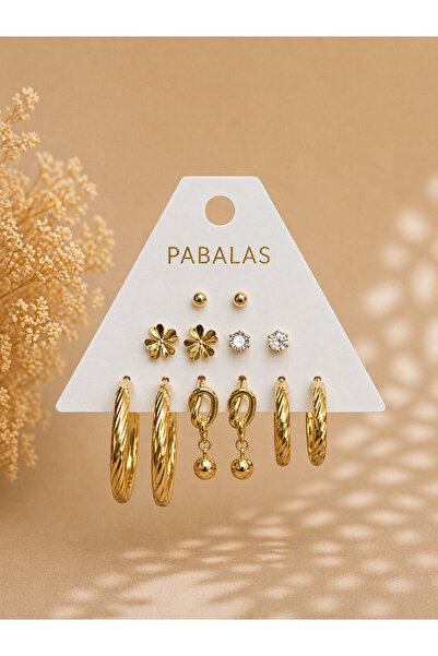 PABALAS Premium Earring Set for Women, 12-Piece Gold Color Hoop Earrings with...
