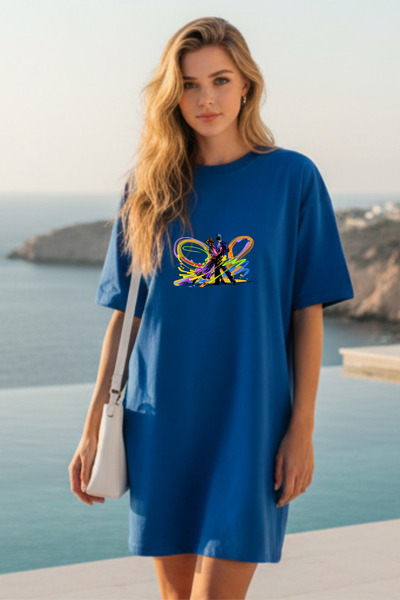 Pink Sky Plus Size Women Short Sleeve Crew Neck T-Shirt Dress Nightgown Comfy...