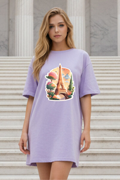 Pink Sky Γυναικείο μπλουζάκι με κοντό μανίκι και λαιμόκοψη, μεγάλο μέγεθος, ν...