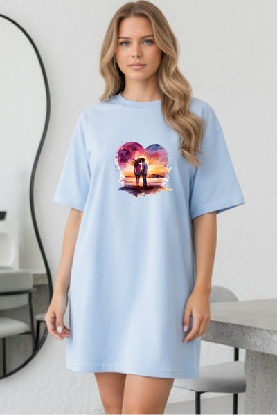 Pink Sky Γυναικείο μπλουζάκι με κοντό μανίκι και λαιμόκοψη, μεγάλο μέγεθος, ν...