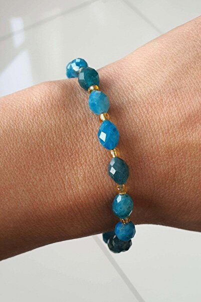OSESHOP Aquamarin Taşlı 925ayar Gümüş Detaylı tasarım bileklik