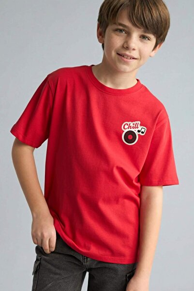 DeFacto Νέο μπλουζάκι με κοντό μανίκι με στάμπα Crew Neck για αγόρια H3074A826SM