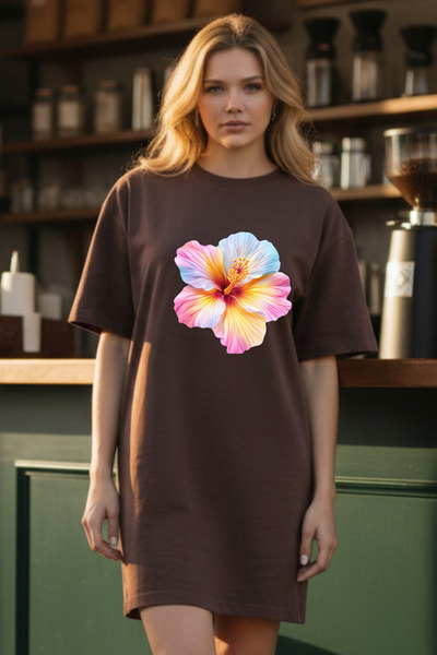 Pink Sky Γυναικείο μπλουζάκι με κοντό μανίκι και λαιμόκοψη, μεγάλο μέγεθος, ν...