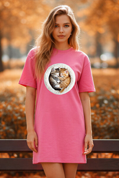 Pink Sky Γυναικείο μπλουζάκι με κοντό μανίκι και λαιμόκοψη, μεγάλο μέγεθος, ν...