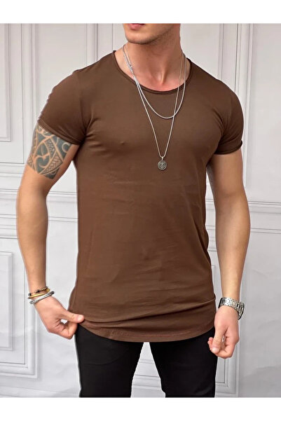 MODEFENDİ Slim Fit Oval Cut Cotton Basic T-Shirt