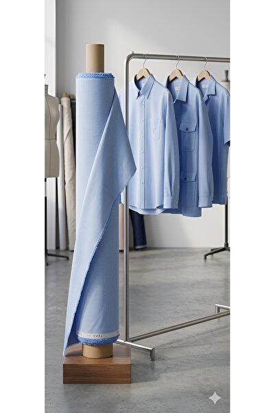 ŞALSERA Oxford Gömleklik Kumaş %80 Pamuk %20 Polyester Mavi Kumaş ( 150 x 100 )