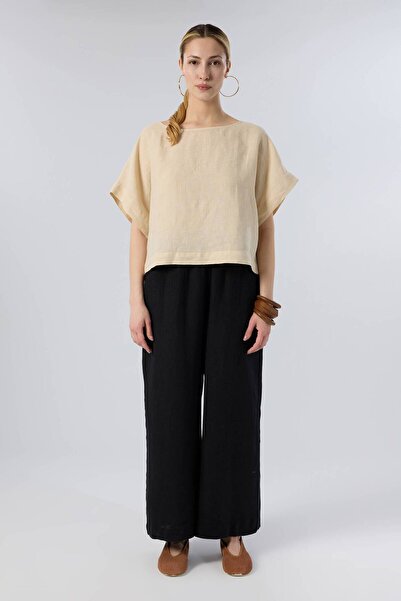 İpekçi Otantik Linen Bat Sleeve Oversize Blouse