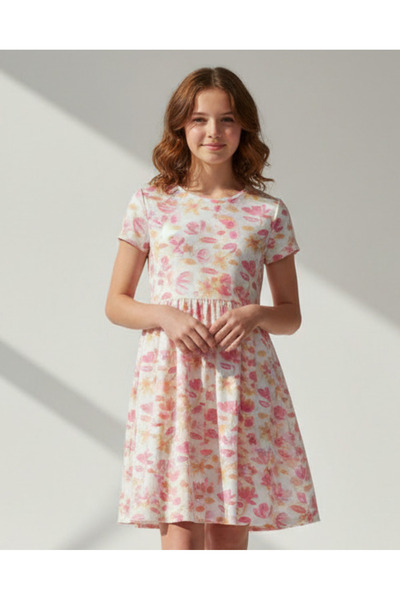 REDTAG Senior Girls White Printed Dress