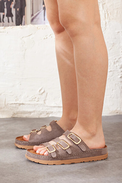 Adım Adım Παντόφλες Mammamia από γνήσιο δέρμα με χρυσή αγκράφα, εξαιρετικά άν...