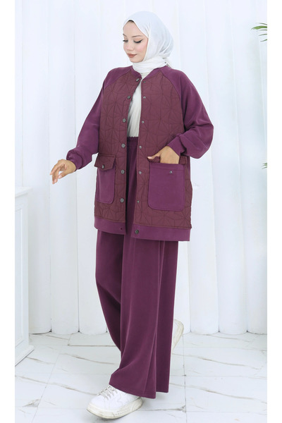 TATULA Sporty Style Double Set with Snap Closure Pockets