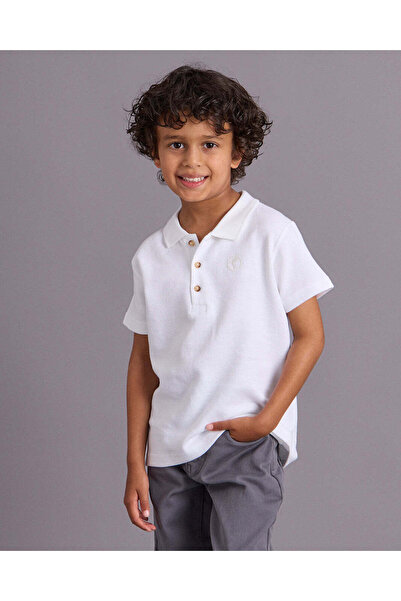 REDTAG Boys White Polo T Shirt
