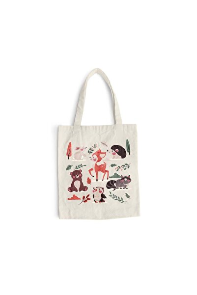 Intelli Cotton shopping bag with long handles, Forest Dwellers, 38×42 cm, VA97