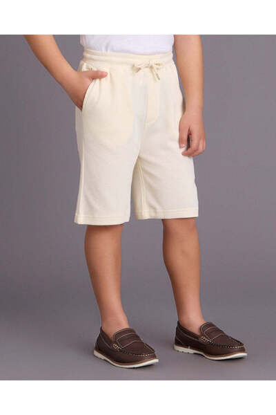 REDTAG Boys Cream Plain Shorts