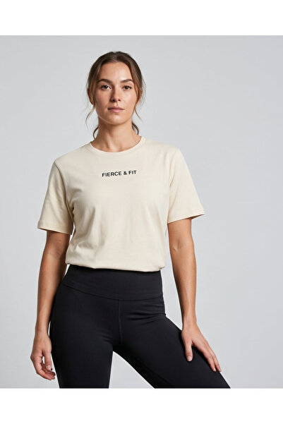 REDTAG Women Ivory Printed Active T-Shirt