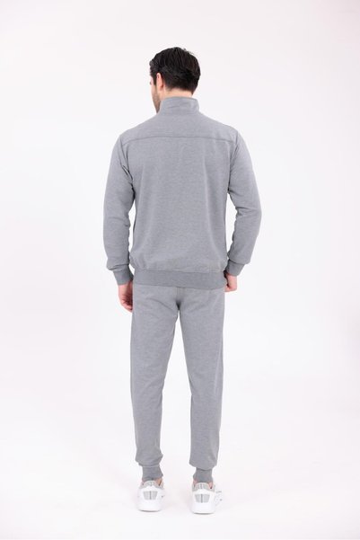 Cramp Spor Füme Noir Line Hoodless Zippered Top and Jogger Bottom Tracksuit Set
