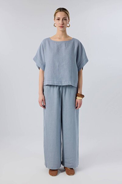 İpekçi Otantik Linen Bat Sleeve Oversize Blouse