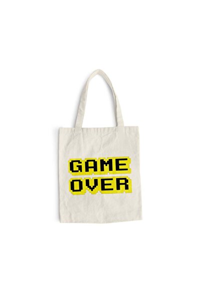 Intelli Памучна пазарска чанта с дълги дръжки, Game Over, 38×42 см, VA176