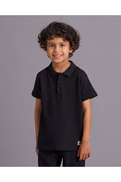 REDTAG Boys Black Polo T Shirt