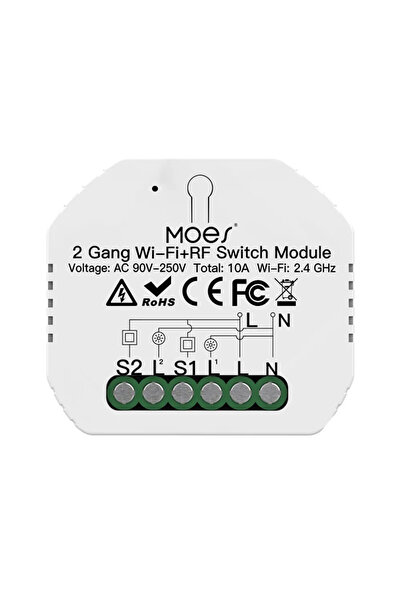 MoesHouse Έξυπνο ρελέ WiFi 2 καναλιών, DIY, συμβατό με Tuya/SmartLife