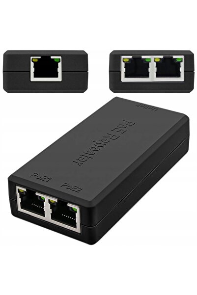 Rosfix PoE Repeater 1x In 2x Out | 30W 100m 1Gbps ABS compatible with Hikvision