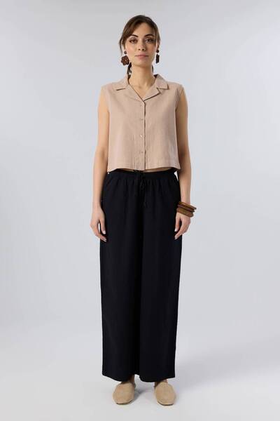 İpekçi Otantik Natural Textured Comfortable Fit Buttoned Top