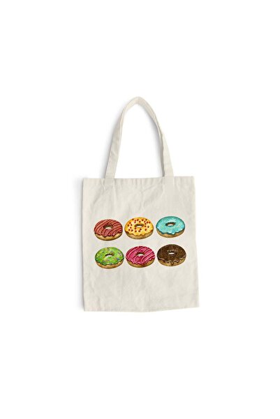 Intelli Βαμβακερή τσάντα αγορών με μακριά χερούλια, Ντόνατ, 38×42 εκ., VA11