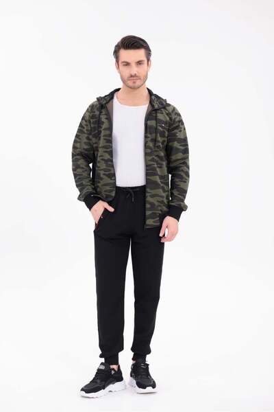 Cramp Spor Πράσινο-Μαύρο Σετ Φόρμας Urban Camo με Φερμουάρ και Κουκούλα και Π...