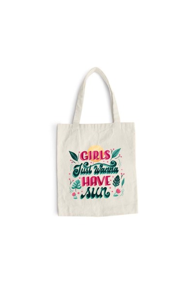 Intelli Sacosa bumbac pentru cumparaturi cu manere lungi, Girls Just Wanna Ha...