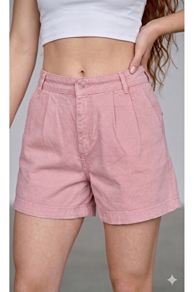 REDZARRAM Μίνι σορτς με ελαστική μέση, ψηλόμεσο, χωρίς λύκρα, με πιέτες.