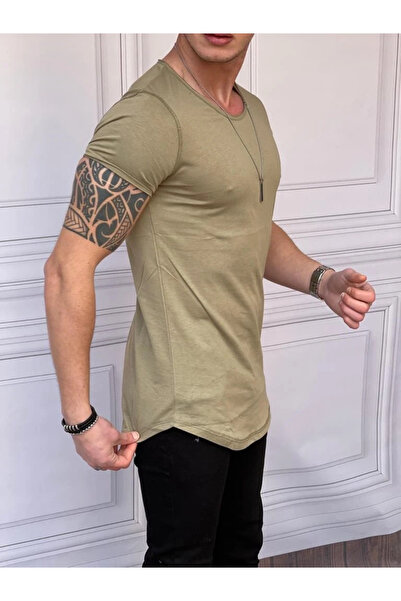 MODEFENDİ Slim Fit Oval Cut Cotton Basic T-Shirt