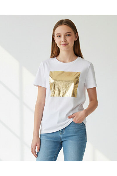 REDTAG Senior Girls White Printed T-Shirt