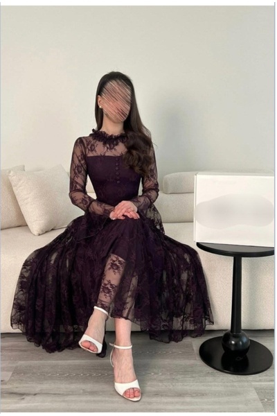 SHAMS Dress Name: "Violet Royal" Luxurious Lace Dress