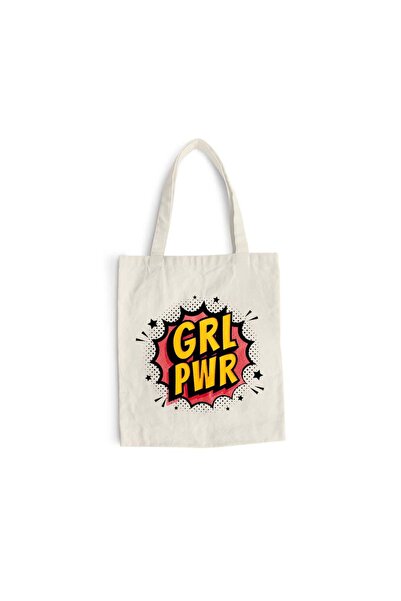 Intelli Cotton shopping bag with long handles, Girl Power, 38×42 cm, VA237