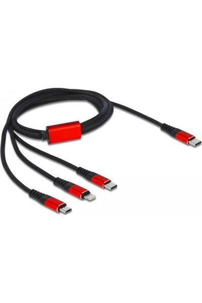 DELOCK USB Ladekabel 3 in 1 USB/C -> Lightning/Type-C/Micro