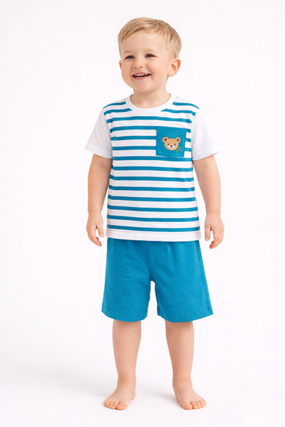 ŞFH Store Boy's Shorts Set Striped Cotton Summer Wear 2-4 Years Old