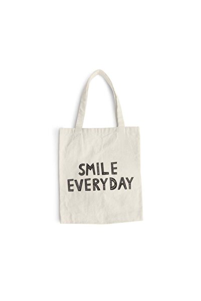 Intelli Sacosa bumbac pentru cumparaturi cu manere lungi, Smile Everyday, 38×...