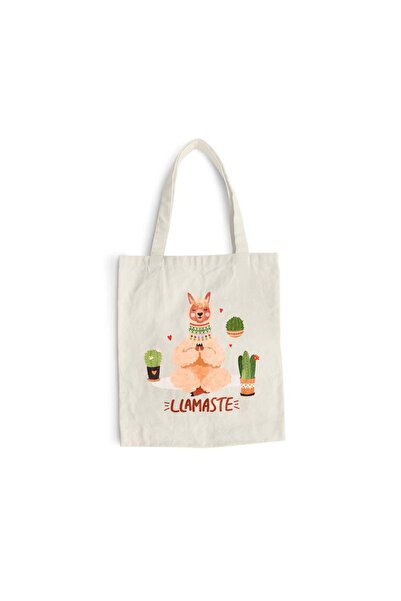 Intelli Βαμβακερή τσάντα αγορών με μακριά χερούλια, Llamaste, 38×42 εκ., VA29