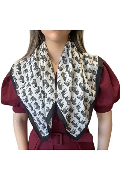 BYYEŞO Φουλάρι με Λεπτομέρεια Φιγούρας Αλόγου 65*65 Πορτοκαλί