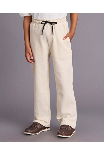 REDTAG Boys Beige Ottoman Track Pants