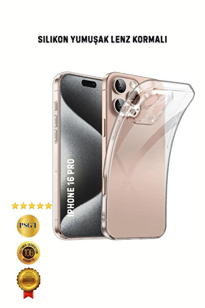 PSGT Apple ( Iphone 16 pro ) Uyumlu Kılıf Transparent Soft Şeffaf Lenz korumali