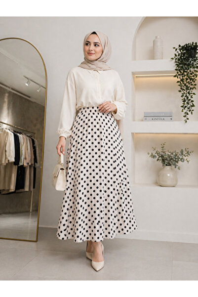 nurvina modest wear Φούστα από τούλι με επένδυση και σχέδιο πουά, με ελαστική...