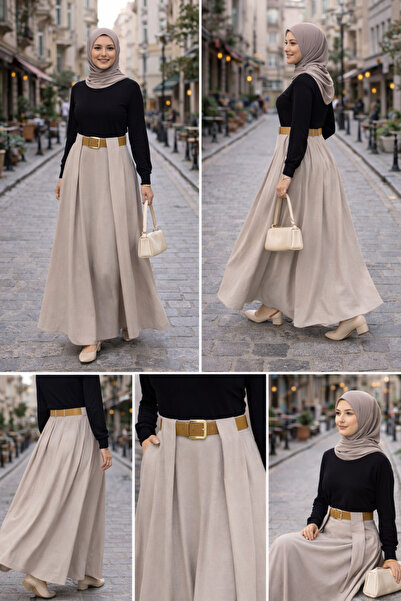 winmoda ΦΟΥΣΤΑ TESETTÜR ΜΕ ΖΩΝΗ / ΥΦΑΣΜΑΤΙΝΗ ΦΟΥΣΤΑ ΜΑΞΙ ΜΕ ΥΦΗ ΚΑΙ ΥΛΙΚΟ ΣΥΝ...