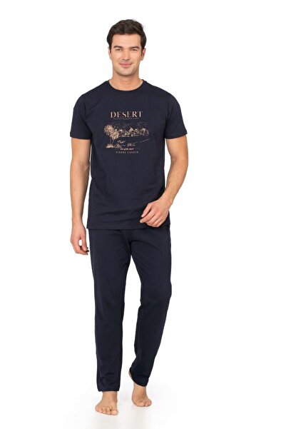 Pierre Cardin Ανδρικό σετ πιτζάμες από 100% βαμβάκι με στάμπα, χτενισμένο βαμ...