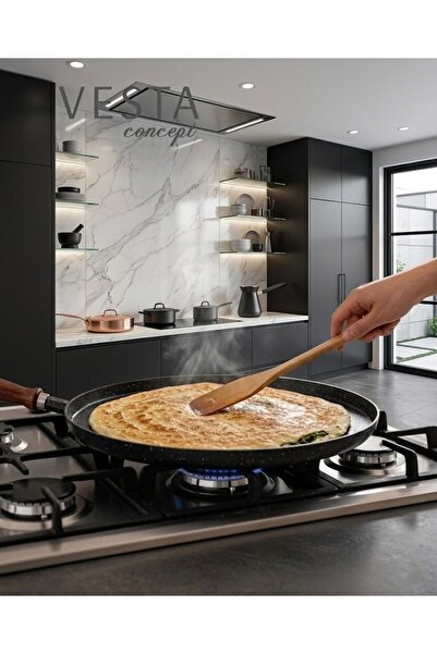 VESTA Concept Cast Iron Pancake Pan - Non-Stick Surface Pizza and Crepe Pan w...