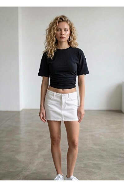 Crystal Life Κοντομάνικο τοπ με σούρες στο πλάι