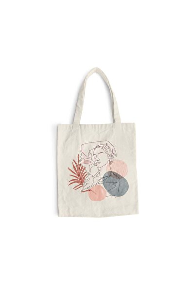 Intelli Cotton shopping bag with long handles, Woman Lineart Abstract, 38×42 ...